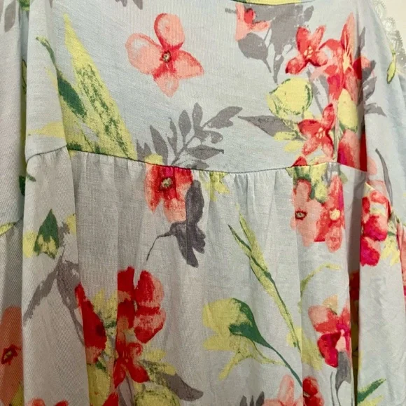 NWT Motherhood Maternity Floral Nursing Nightgown in Light Blue With Lace Trim - Picture 7 of 9